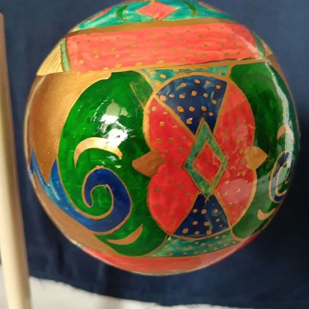 Traditional Hand Painted Ornaments From India Large 4in Christmas Tree Gnome